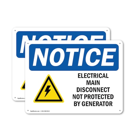 Signmission Electrical Main Disconnect Not, 18 in W x Rectangle, Plastic OS-2PACK-NS-P-1218-L-11658